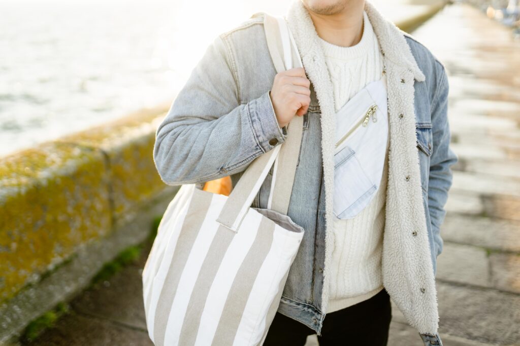 ToteBag | Taille L | en Lin à Rayures