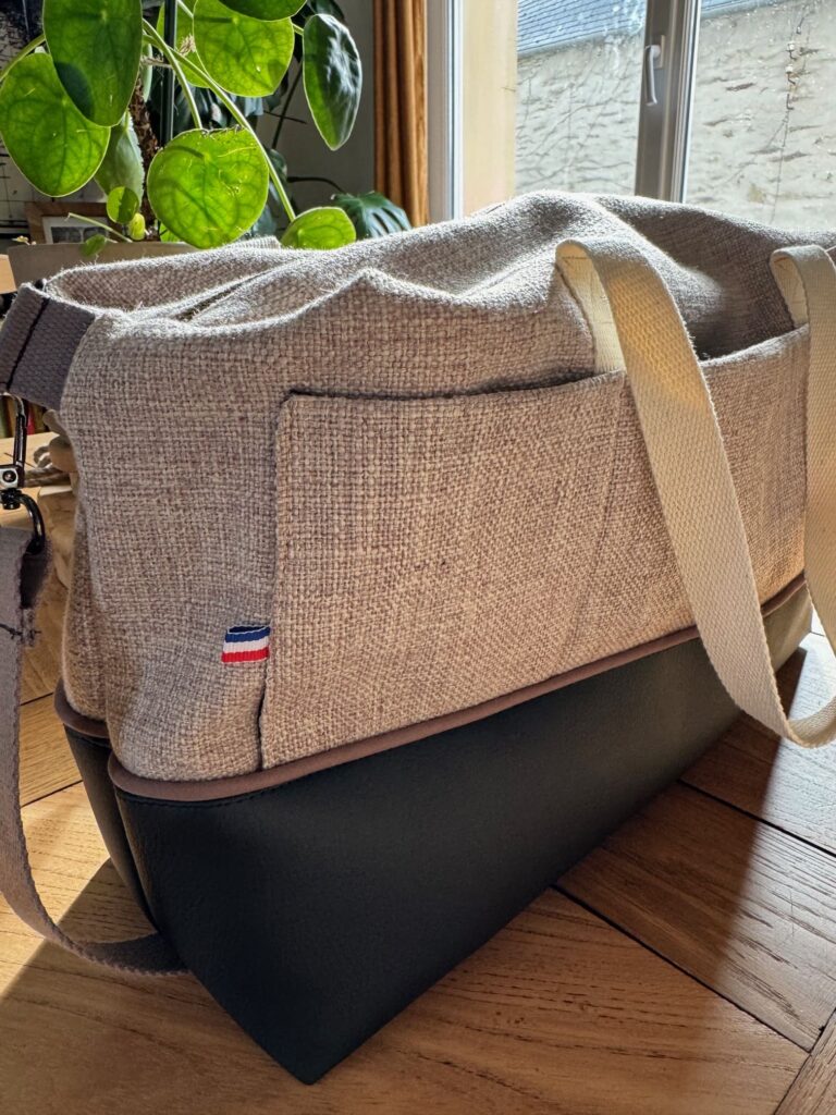 Sac Georges upcyclé Cuir, cotelé et coton lin